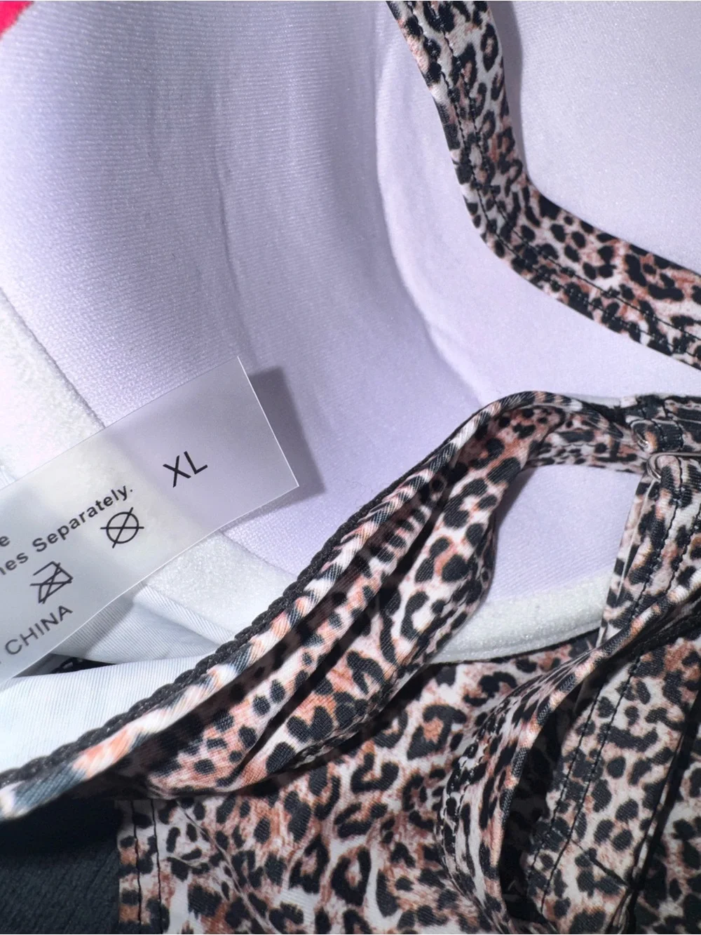 Cupshe Leopard Paisley Push-Up Bikini Set in Blue and Pink - Picture 4 of 5